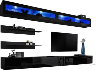 Immagine prodotto di Set di mobili sospesi con LED collezione FLY. Colore nero.