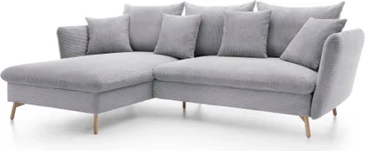 Zdjęcie produktu dla FURNLUX Sofa narożna Merle jasnoszaro-czarna 258 cm / Kolor główny: szary / Wymiary: 258 x 91 x 167 cm