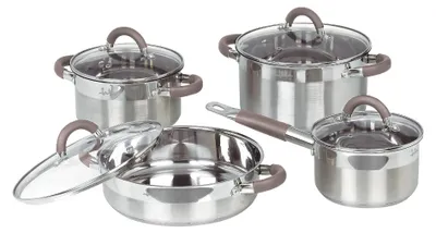 Kochgeschirr-Set 8-teilig, Edelstahl, Töpfe & Pfannen