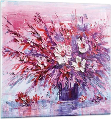 Produktbild von Bilder auf glas - Einteilig - Pastos Blumen Rosa - 60x60cm - Glasbilder - Wandbilder - Bilder - zum Aufhängen bereit - Wanddekoration aus Glas - Glas Bilder - Wandbild auf Glas - GAC60x60-4530