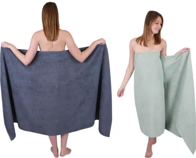Produktbild von Betz 2 Stück XXL Badetücher 100 x 200 cm BERLIN  Saunatücher 100% Baumwolle Farbe – dunkelgrau-jade
