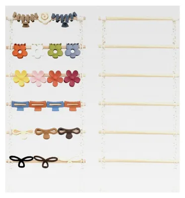 Produktbild von Makramee-Haarklammer-Organizer mit 10 Clips, Wandaufhänger für Haar-Accessoires