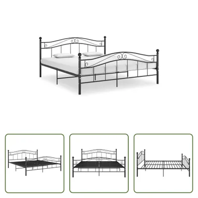 Produktbild von The Living Store Bett Schwarz Metall 140x200 cm