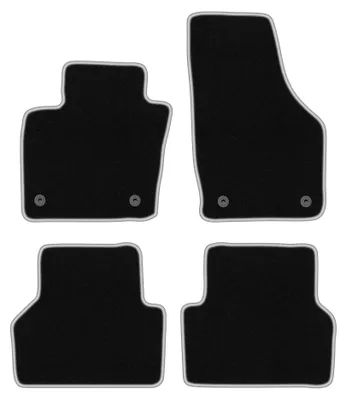 Produktbild von Velours-Fußmatten für Audi Q3 I 8U 2011-2018 (SUV) – 4-tlg, Schwarz/Silber, passgenau – Wielganizator CARLUX