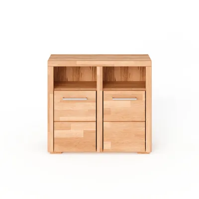 Produktbild von Kommode Sideboard aus Kernbuche, Fronten in Massivholz mit Zwei Türen, grifflose Optik L: 89 x T 35 x H 80 cm