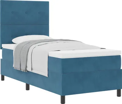 Obrázok produktu pre Posteľ s pružinovým rámom Tmavomodrá 90 x 190 cm Zamat