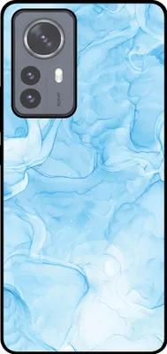 Produktbild von Smartphonica Handytasche Passend für Xiaomi 12 Pro mit Marmordruck - TPU zurück Abdeckung Fall Marmor Design - Hellblau