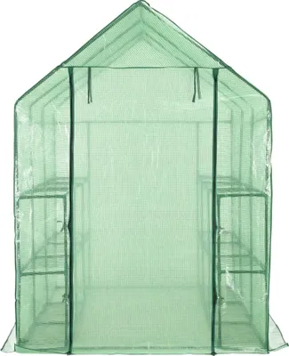 Produktbild von vidaXL Begehbares Gewächshaus mit 12 Regalen Stahl 143 x 214 x 196 cm