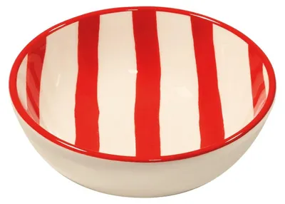 Image de Zafferano Lot De 6 Bols À Rayures Collection Lido En Céramique Artisanale Italienne - Couleur Rouge - Design Moderne Pour Entrées Et Desserts