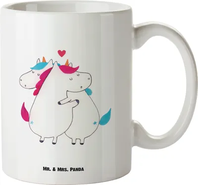 Produktbild von Mr. & Mrs. Panda Pott Einhorn Mitteilung - Weiß - Geschenk, Spruch, Kaffeetasse XL, Keramiktasse, Einhörner, steingut tasse, Riesenkaffeetasse, Lustig, Liebe, Partner