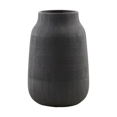 Produktbild von House Doctor Groove, Vase mit runder Form, Ton, Schwarz, Schwarz, Tisch, Innen & Außen