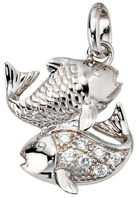 Produktbild von Sternzeichen Fische Anhänger mit Zirkonia 925 Silber rhodiniert Damen