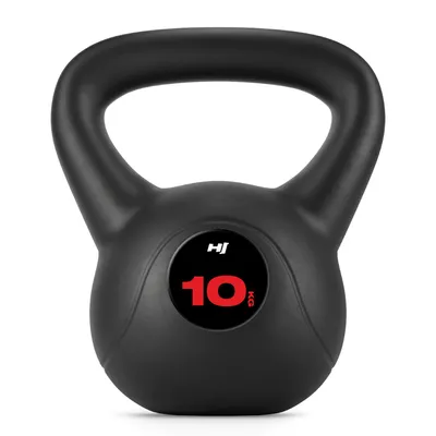 Produktbild von Hop-Sport Kettlebell 10kg, Vinyl Kugelhante, ergonomischer Griff, Schwunghantel in Größen von 4–20 kg, Krafttraining Zuhause für Damen & Herren
