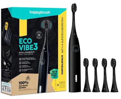 Image de happybrush HBV3AB4RW happybrush ECO VIBE 3 brosse à dents sonique noire