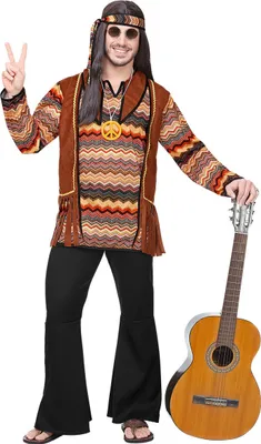 Immagine prodotto di Costume hippie da uomo per Carnevale, marrone e nero - XXL