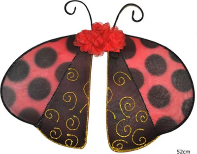 Immagine prodotto di Ali di farfalla circa 46 x 43 cm nere/rosse con pois neri e fiore rosso