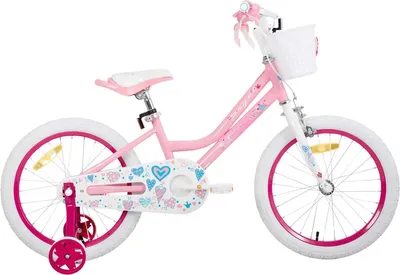 Productafbeelding van Kindermotorfiets voor meisjes, 18 inch (45 cm) – Met stabilisatorwielen, mandje, handrem en standaard – Roze