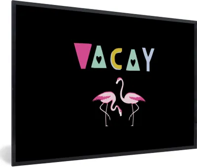 Produktbild von MuchoWow® Gerahmtes Poster Sommer - Flamingo - Rosa 30x20 cm - Poster mit Schwarzem Bilderrahmen Wandposter Rahmen Foto Bilder - Kunstdruck - Bild-Poster