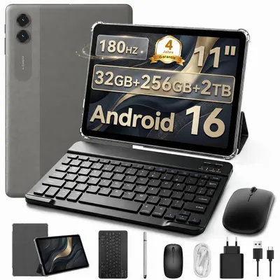 Obrázek produktu pro TABWEE T70, 11palcový tablet, 32 (8+24) GB RAM + 256 GB úložiště, Android 16, baterie 8000 mAh, Bluetooth 5.0, rozpoznávání obličeje, podpora Widevine L1,  Rheinland. Součástí balení je klávesnice, myš a stylus, productTiles.product.images.aiGenerated