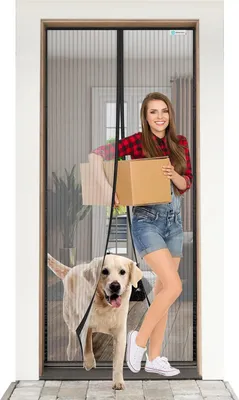 Obrázek produktu pro Magnetická moskytiéra na dveře 85 x 210 cm, černá, snadná montáž
