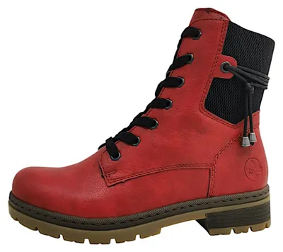 Image de Chaussures de randonnée pour femmes Rieker, bottines à lacets, couleur rouge, style décontracté