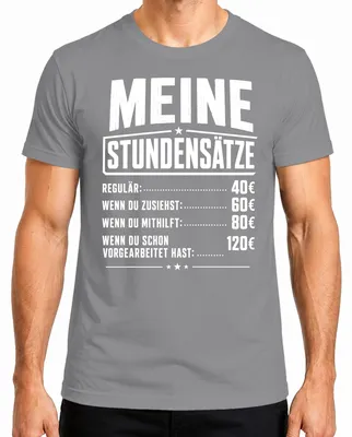 Productafbeelding van Mijn uurtarief. Grappige uitspraak. Sarcastisch. T-shirt voor timmermannen, grijs, maat S