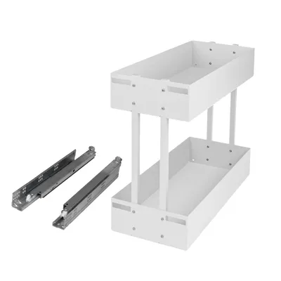 Image de Coulissant d'armoire 50 cm blanc Coulissant pour meuble bas de cuisine Softclose 2 étages 500 mm Espace de rangement