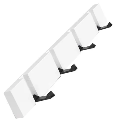 Imagen del producto de Barra de perchero de madera, 40 cm de largo, con 4 ganchos para colgar, para montaje en pared