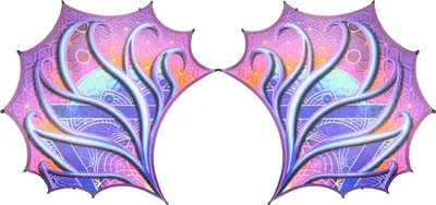 Produktbild von PSYWORK Schwarzlicht Segel Elasthan Sidewing Set "Neon Sacred Church" 4,25x4,75m
