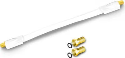 Produktbild von ARLI Fensterdurchführung Ultra Slim Weiß – Vergoldete Anschlüsse Flachkabel + 2x F-Stecker TV SAT DVB-S2 DVB-T2 für Fenster & Türen