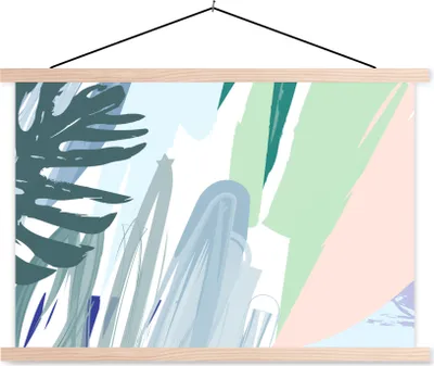Produktbild von MuchoWow® Textilposter Sommer - Abstrakt - Tropisch 60x40 cm mit holzfarbenen Rahmen - Bilder