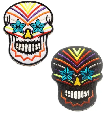Produktbild von Totenkopf Skelett - Aufnäher, Bügelbild, Aufbügler, Applikationen, Patches, Flicken, Zum Aufbügeln, Größe: 7.2 x 9 cm