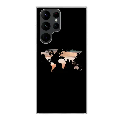 Produktbild von MuchoWow® Handyhülle Schutzhülle Hülle für Samsung Galaxy S22 Ultra Weltkarte - Farbe - Schwarz Silikon Softcase Handy Hülle - Abbildung
