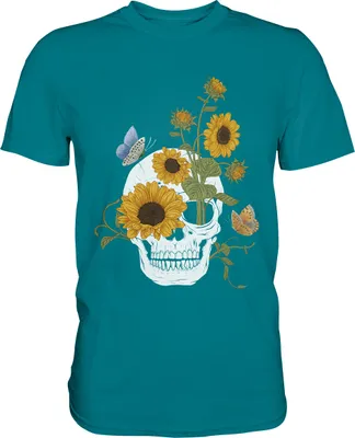 Produktbild von Schmetterling Totenkopf Sonnenblumen T-Shirt Gärtner Geschenk – Diva Blue / L