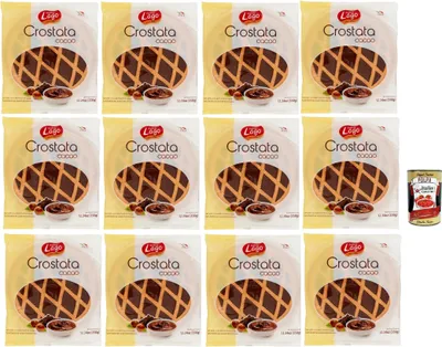 Produktbild von Lago 1968, Crostata al Cacao, Flowpack, Törtchen, kuchen mit Kakaocreme, Merkstufegebäck, italienischem snack Produkt ohne Palmöl 12x 350g + Italian Gourmet polpa 400g