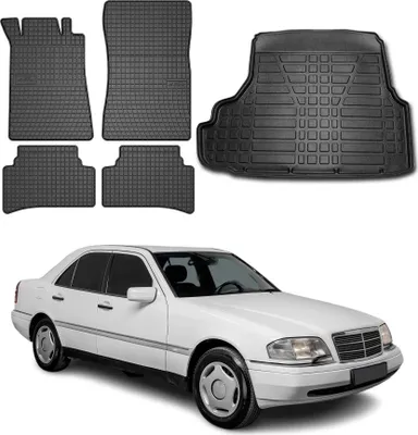 Image de Tapis & bac de coffre Set pour Mercedes Classe C W202 1993-2000 Caoutchouc 5x