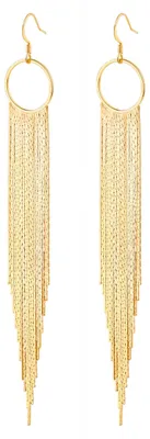 Produktbild von Aobei Pearl 18K Gold Lange Quaste Ohrringe für Frauen Statement Fringe Kette Dan