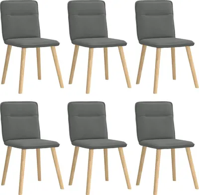 Image de vidaXL Chaises de salle à manger 6 pcs. Tissu gris foncé