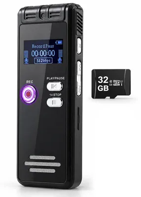 Produktbild von Diktiergerät 32GB, Digitaler Sprachrekorder, audio recorder mit Dual-Mikrofon, MP3 Player, HD-Aufnahme, 20 Std. Aufnahmezeit, 0,8 Zoll LED-Display
