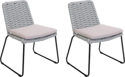 Produktbild von HOME DELUXE Gartenstuhl aus Seilgeflecht BALERO Hellgrau - 2er Set | Gartenmöbel Terrassenstuhl