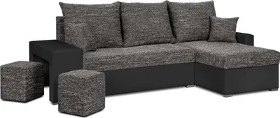 Produktbild von Ecksofa mit Schlaffunktion HUBERT2 - Grau/Schwarz