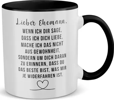 Produktbild von 22Feels Ehemann Geschenk Erster Hochzeitstag Kaffeetasse Männer Tasse Hochzeitsjubiläum Ehepartner Valentinstag für Ihn Weihnachten Geburtstag Kaffeetasse Haferl (Weiss-Schwarz)