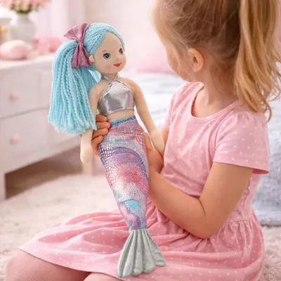 Produktbild von Sweety Toys 13340 Stoffpuppe Softpuppe Meerjungfrau Plüschtier Prinzessin 45 cm türkis