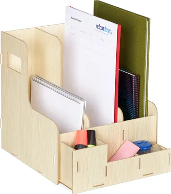Produktbild von Relaxdays Stehsammler, 3 Schuber, DIN A4, Schreibtisch Organizer, Büro & Schule, Zeitschriftensammler, MDF, hellbraun
