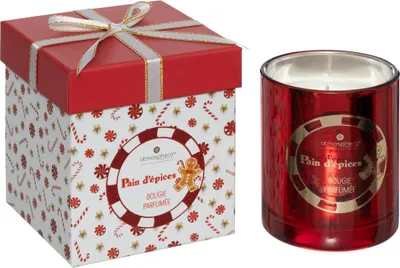 Produktbild von Duftkerze 210 gr mit glasbehälter mit lebkuchenmuster - Feeric Lights & Christmas