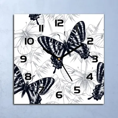 Produktbild von Wanduhr Echt-Glas-Küchenuhr Blumen Aquarell Quarz Lautlos 30x30 Deko Bilder