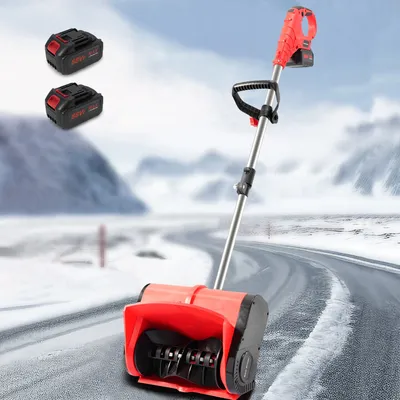 Produktbild von Traumheim Akku-Schneefräse , 88 Vf, elektrische Akku-Schneefräse mit verstellbarem Griff,Tragbar und abnehmbar，Rot(2 Batterien)