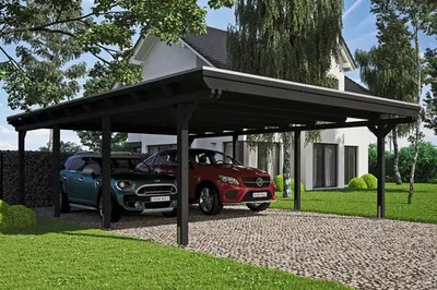 Produktbild von Doppelcarport SKAN HOLZ Emsland inkl. Pfostenanker 613 x 846 cm anthrazit