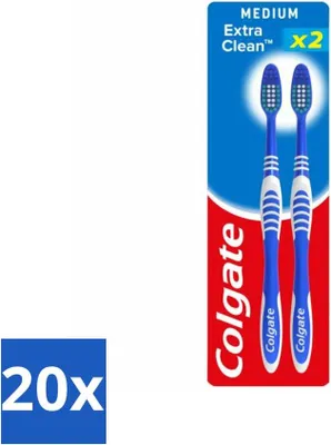 Zdjęcie produktu dla Szczoteczki do zębów Colgate Extra Clean Duo Medium 2 sztuki - opakowanie wartościowe - 20 sztuk
