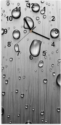 Produktbild von Wanduhr aus Glas mit Motiv Wassertropfen auf Metall- 30 x 60 cm - inkl. Aufhängesystem